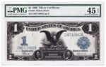 1899 Series One Dollar $1 Black Eagle Silver Certificate Large Note PMG 45