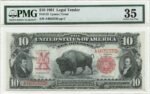 1901 $10 Legal Tender Bison Lyons Treat Fr# 115 PMG CVF 35