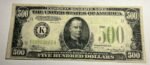 1934 $500 FIVE HUNDRED FRN FEDERAL RESERVE NOTE DALLAS TEXAS