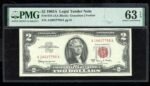 1963 A $2 Red Seal U.S. Note FR.1514 Choice Uncirculated PMG 63 EPQ Consecutive